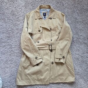 Gap Womens Trench Coat Jacket Belted Khaki Double Breasted Womens XL